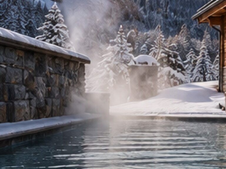 Spa extérieur dans la neige